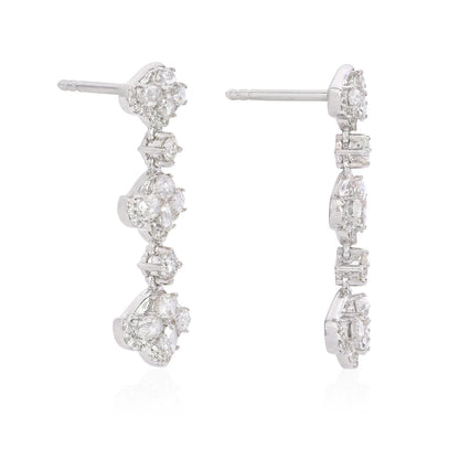 1.6 Carat Rose Cut Tulip 18K Gold Drops Earring