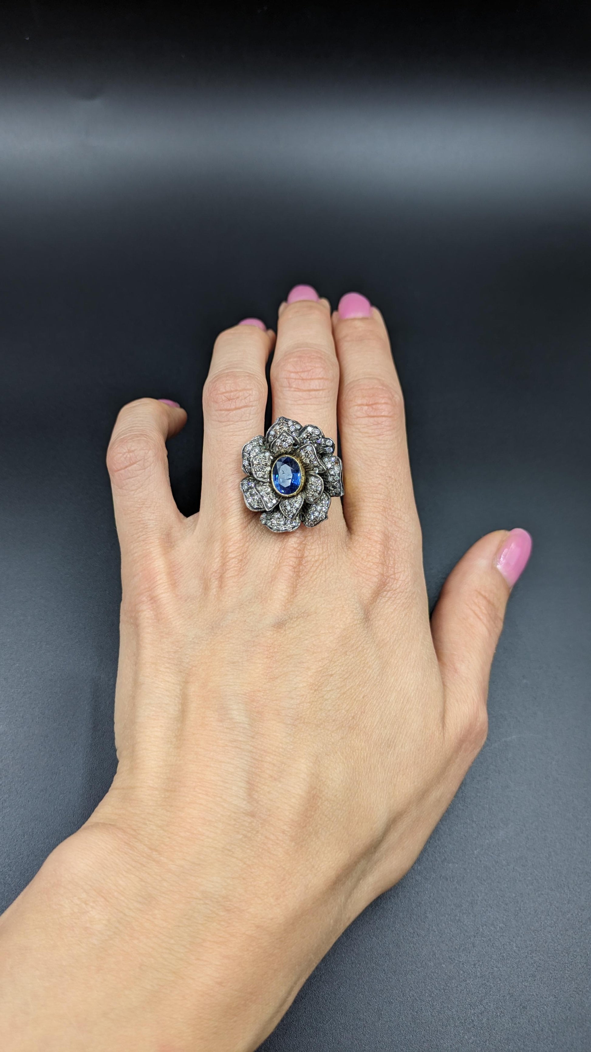 Antique Diamond Sapphire Ring