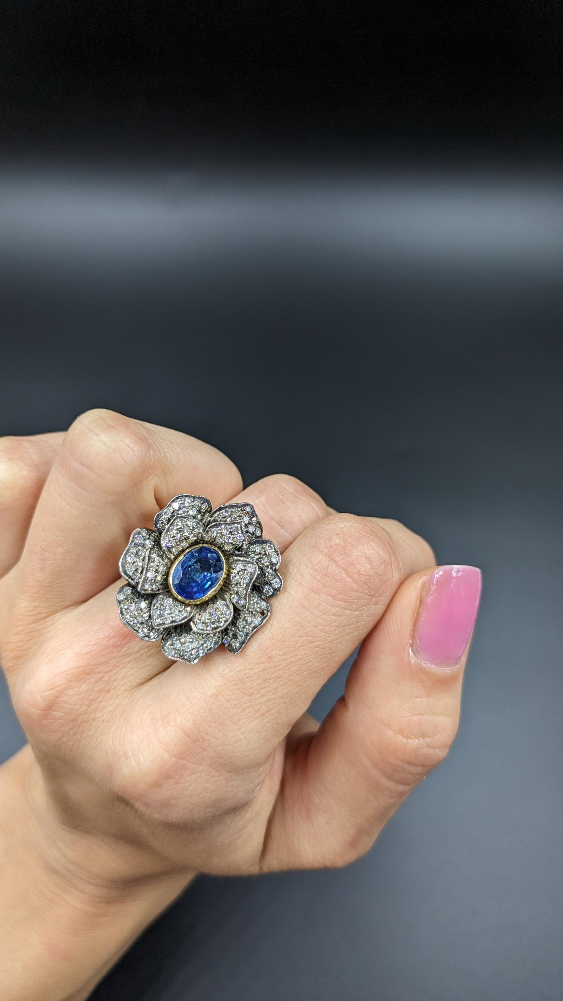 Antique Diamond Sapphire Ring
