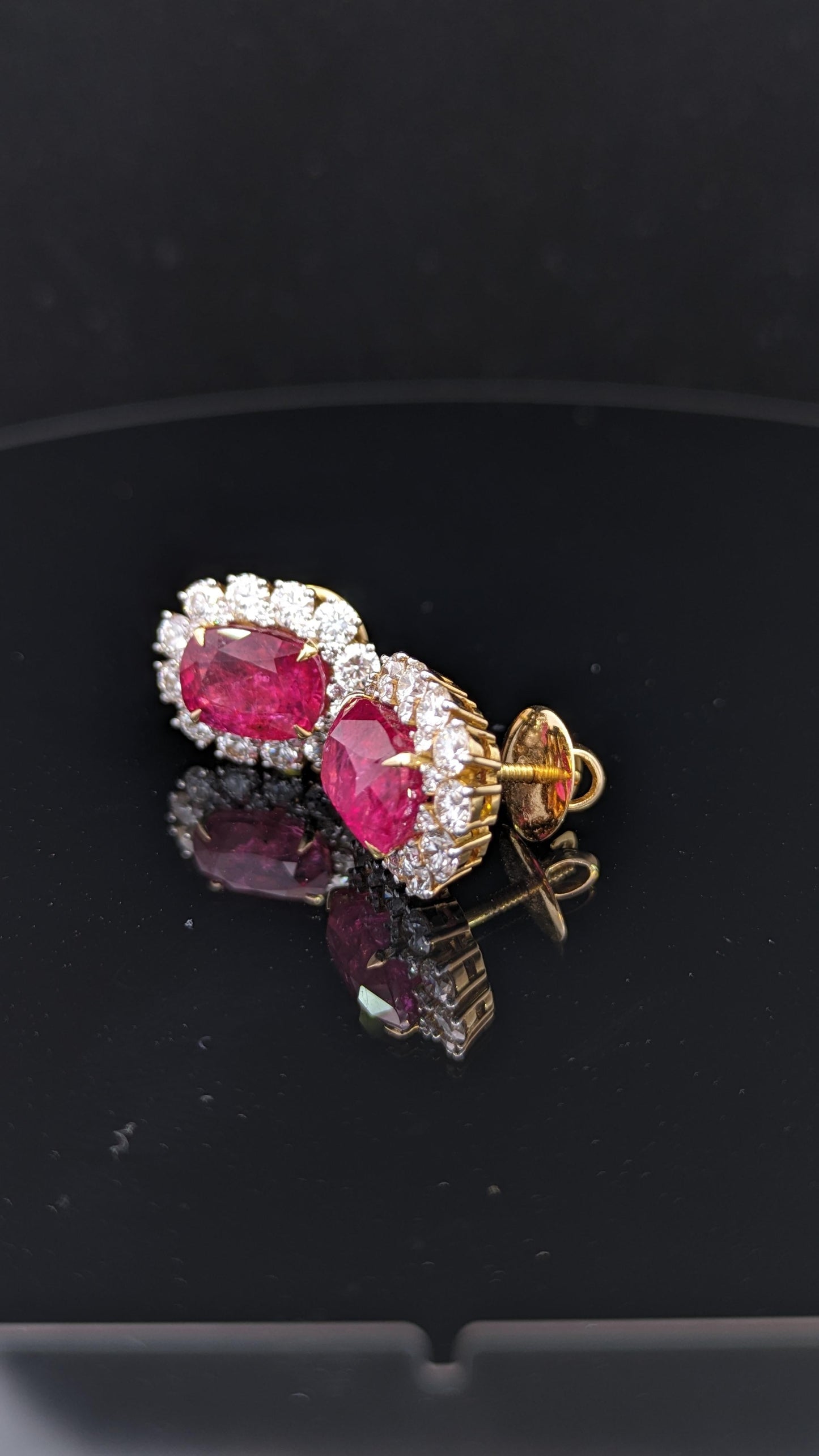 11 Carat Certified Natural Burmese Ruby and Diamond Earrings 18K Gold
