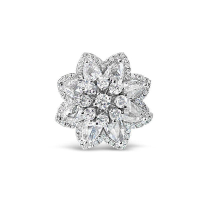 1.45 Carat Rose cut 0.43 Carat Round Diamond Lilotus Ring 18K Gold
