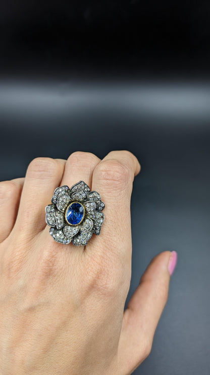 Antique Diamond Sapphire Ring
