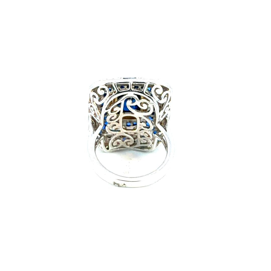 5.6 carat Deco Style Diamond Sapphire Ring