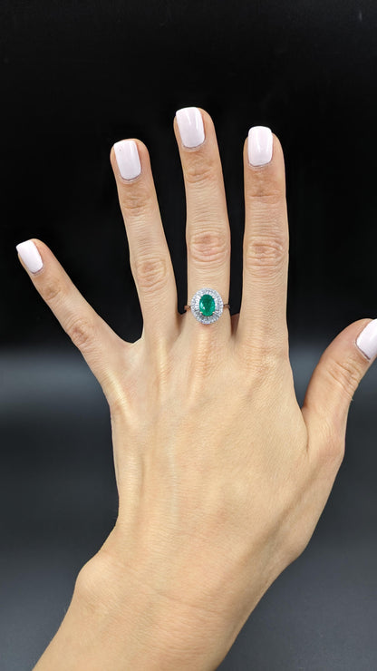 Emerald and Diamond 18K Gold Ring