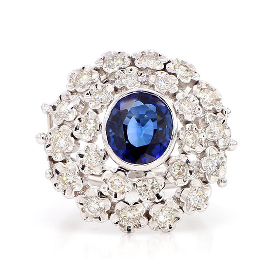 Blue Sapphire and Diamond Ring