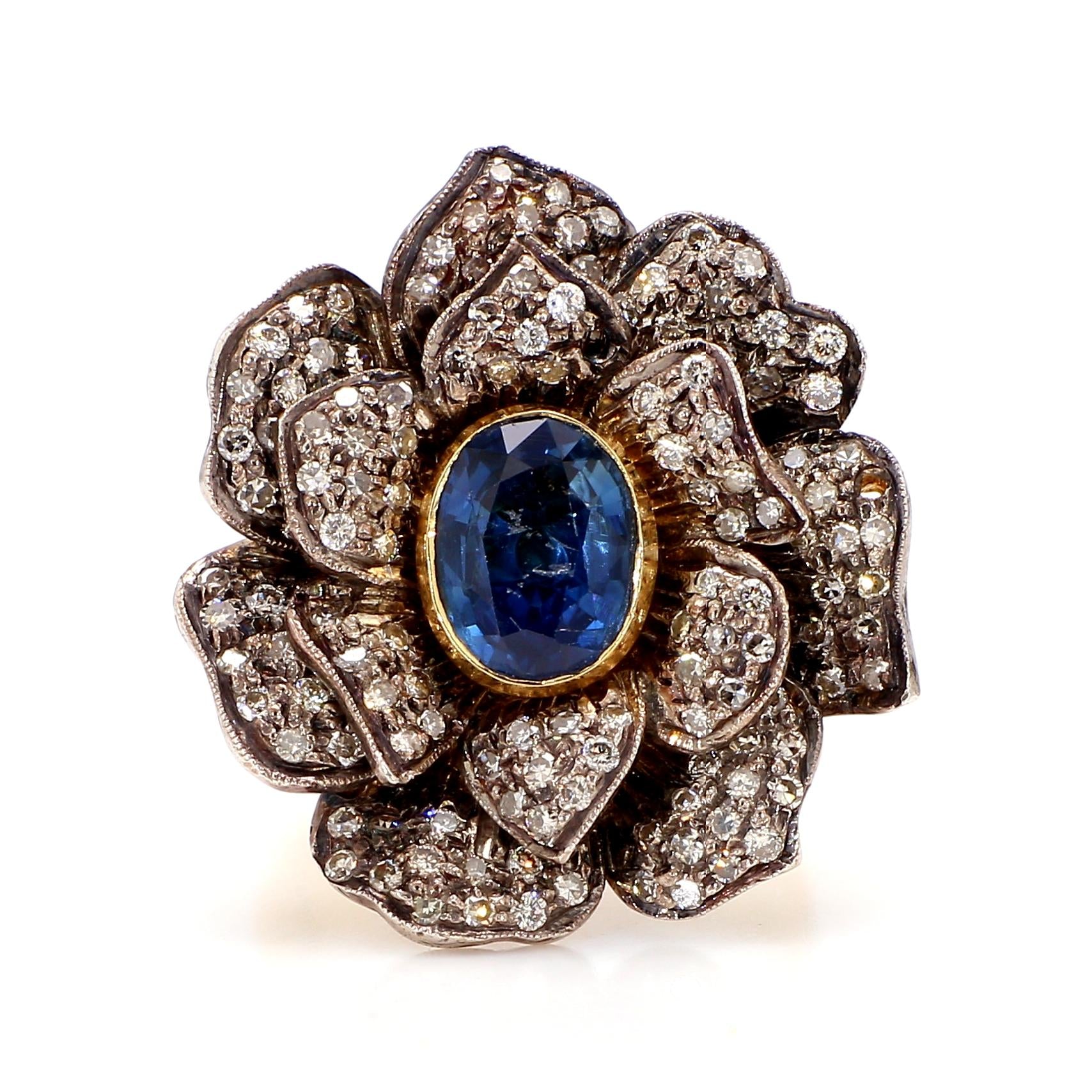 Antique Diamond Sapphire Ring
