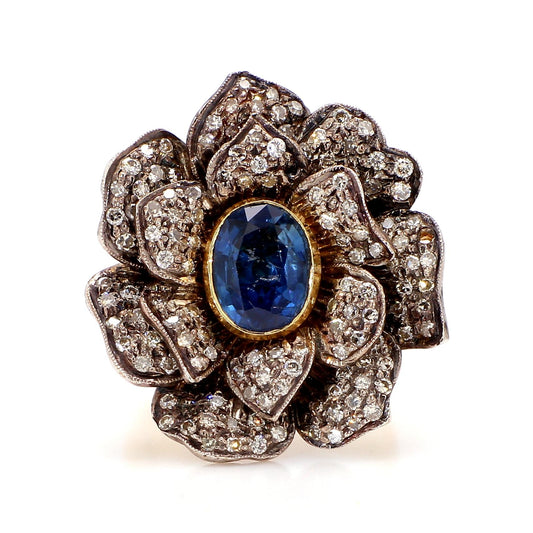 Antique Diamond Sapphire Ring