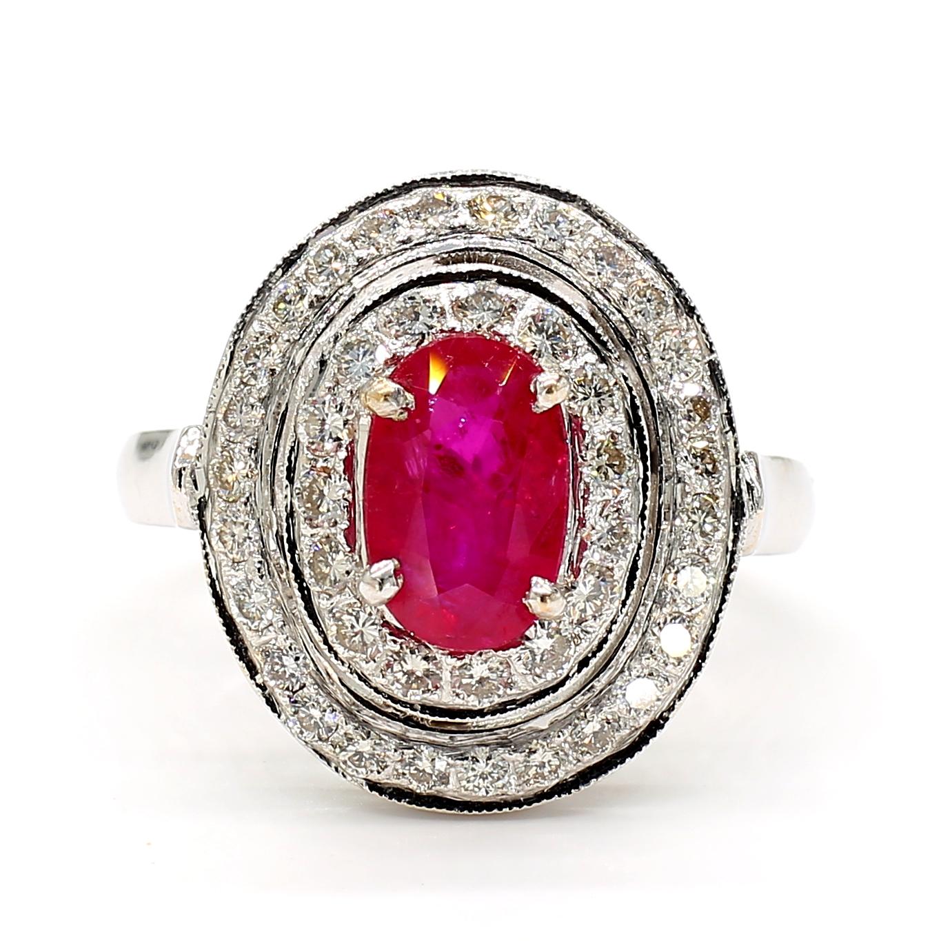 Ruby and Diamond Halo Ring