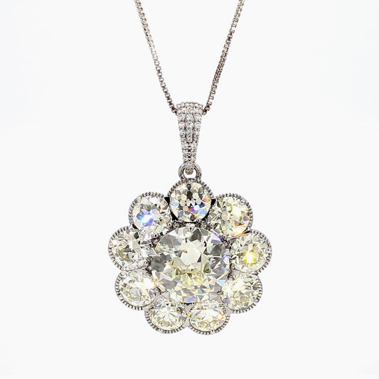 15 Carat Diamond Edwardian Pendant, Center 6.03 Center