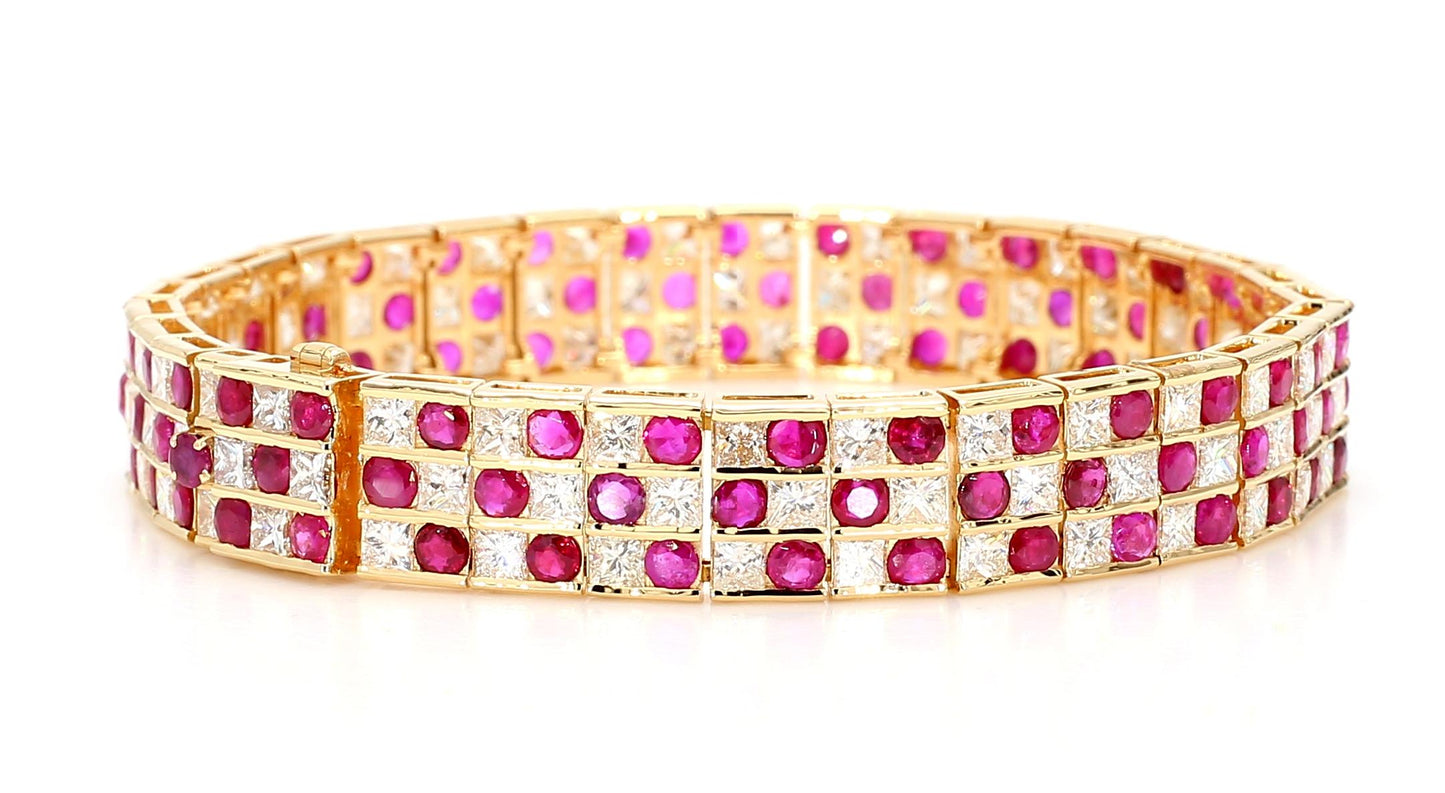9.27 Natural Burmese Rubies and 9.11 Diamond Bracelet
