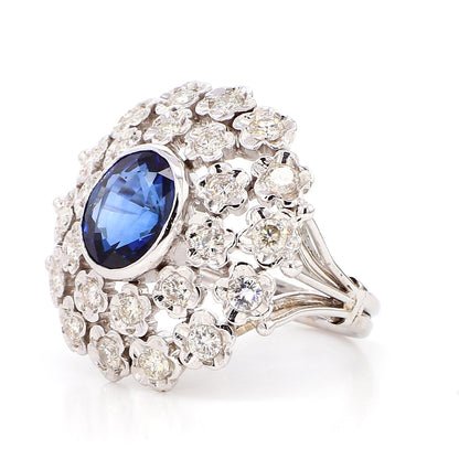 Blue Sapphire and Diamond Ring