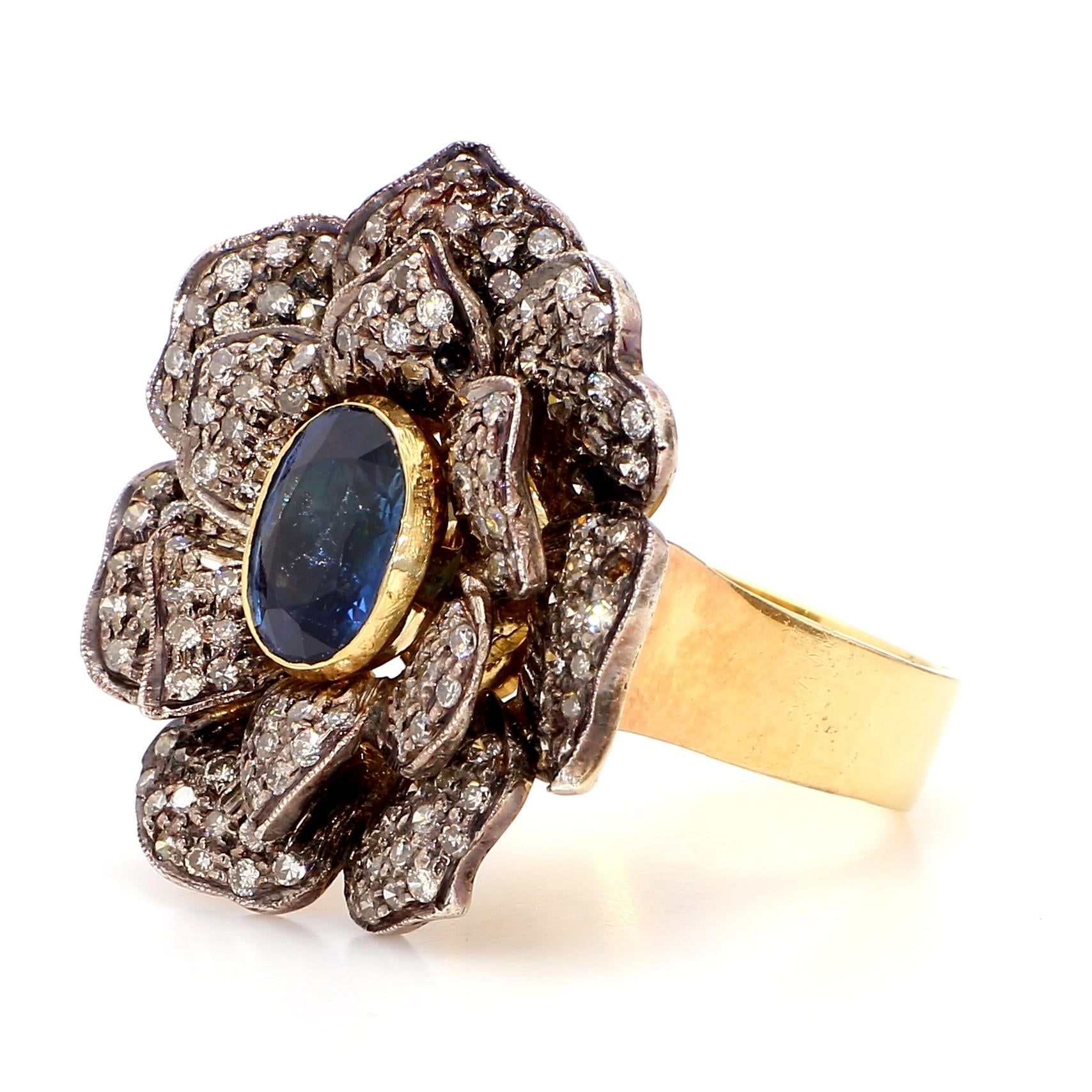 Antique Diamond Sapphire Ring