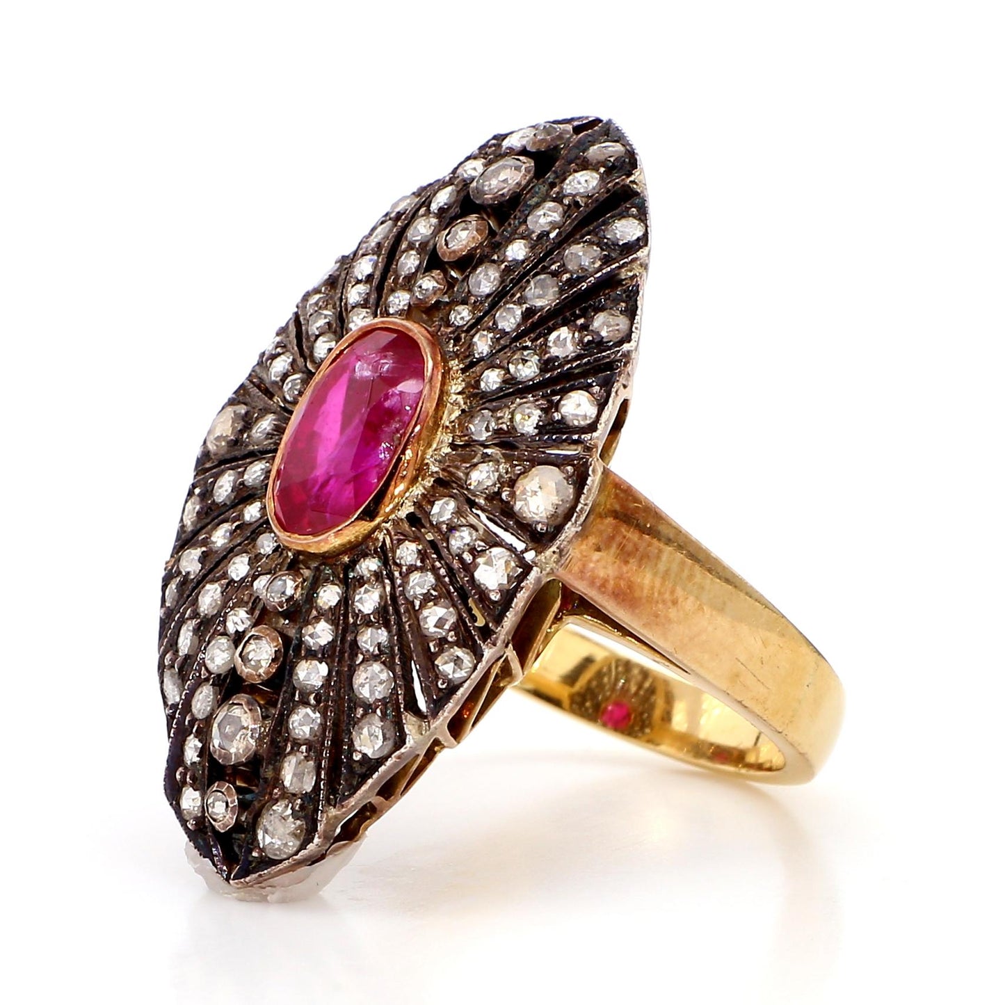 1.30 Carat Ruby and 2.10  Diamond Ring