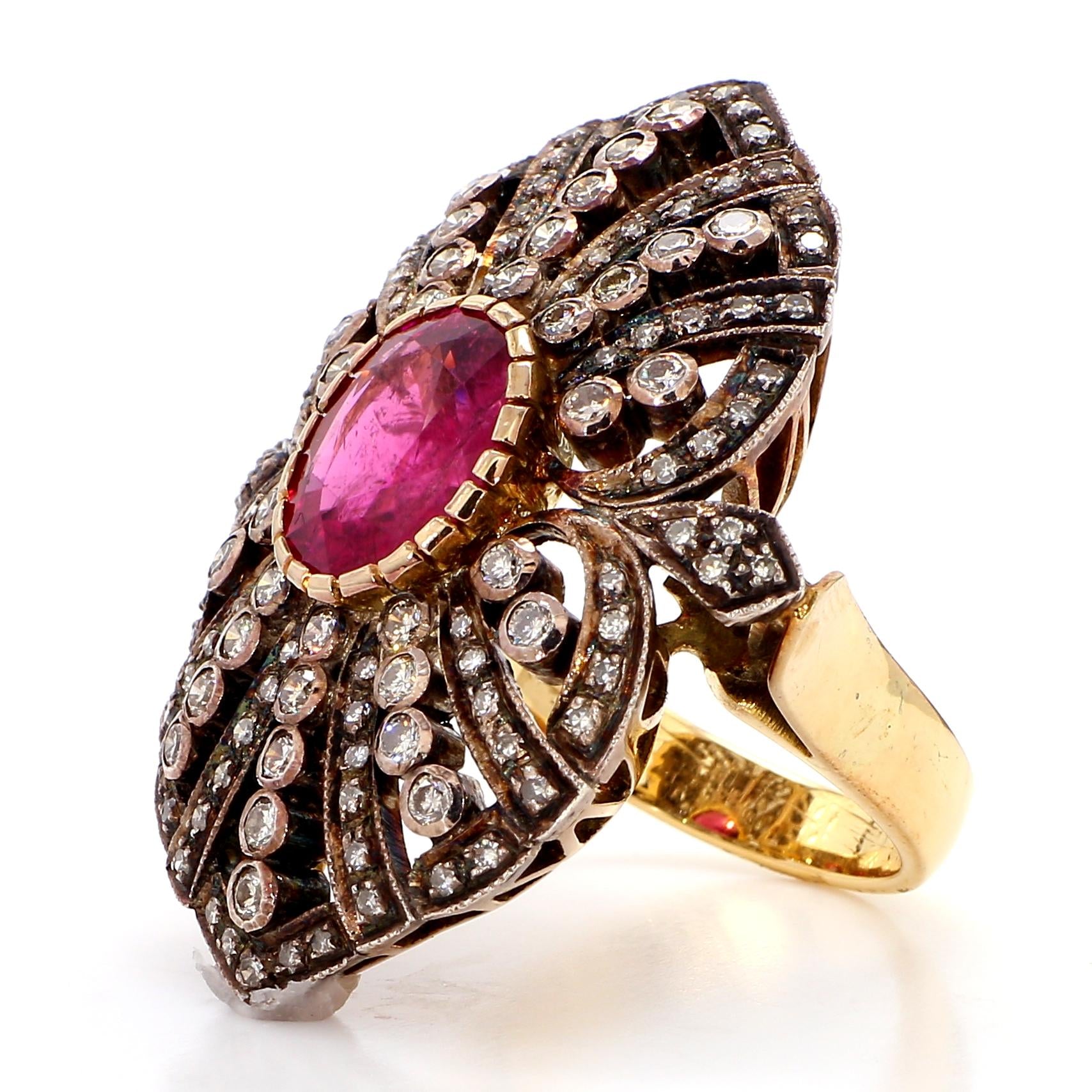 5.6 Carat Ruby and 1.90 Diamond Ring
