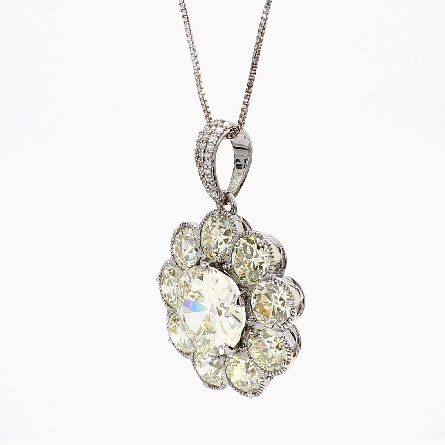 15 Carat Diamond Edwardian Pendant, Center 6.03 Center
