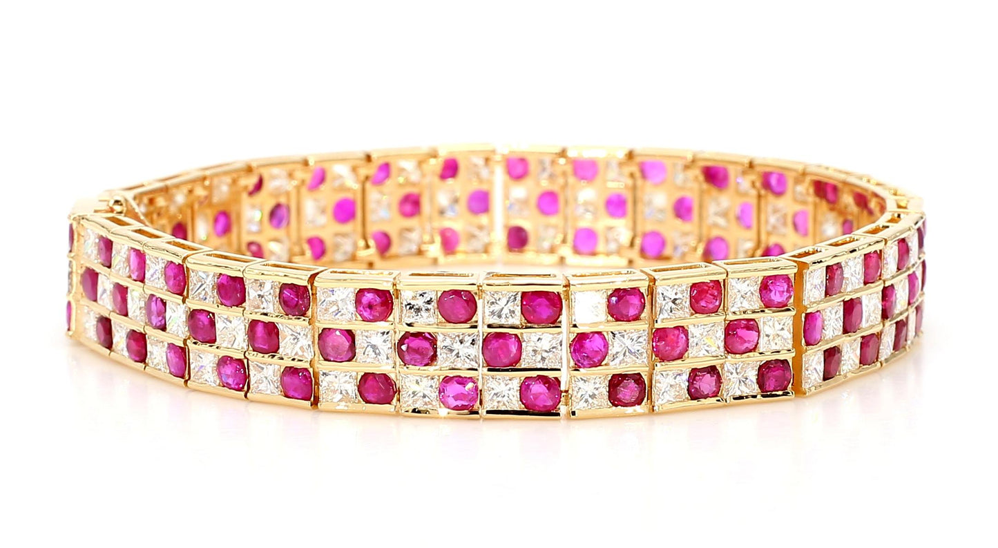 9.27 Natural Burmese Rubies and 9.11 Diamond Bracelet