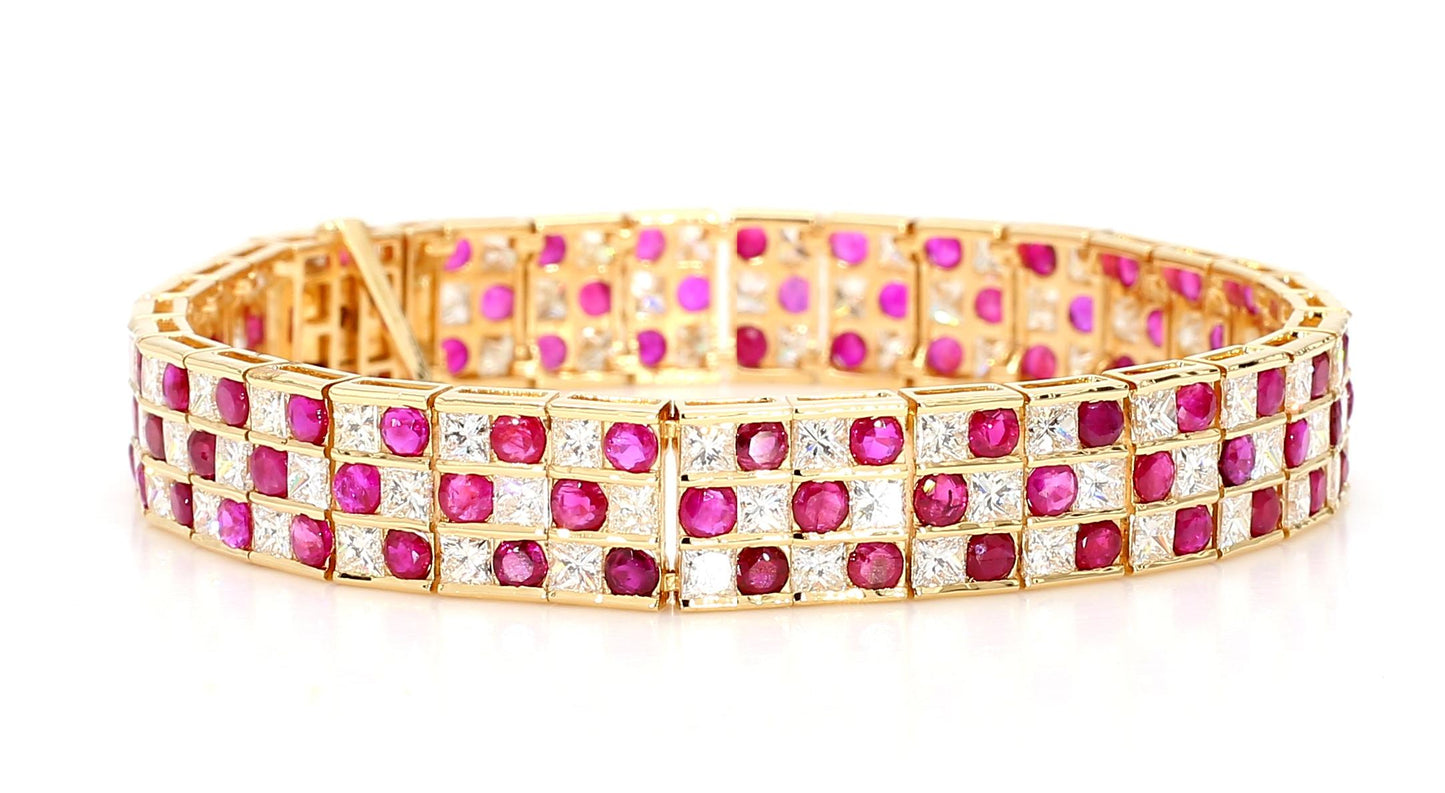9.27 Natural Burmese Rubies and 9.11 Diamond Bracelet