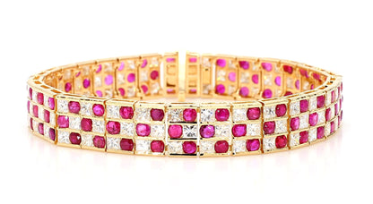 9.27 Natural Burmese Rubies and 9.11 Diamond Bracelet