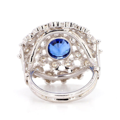 Blue Sapphire and Diamond Ring
