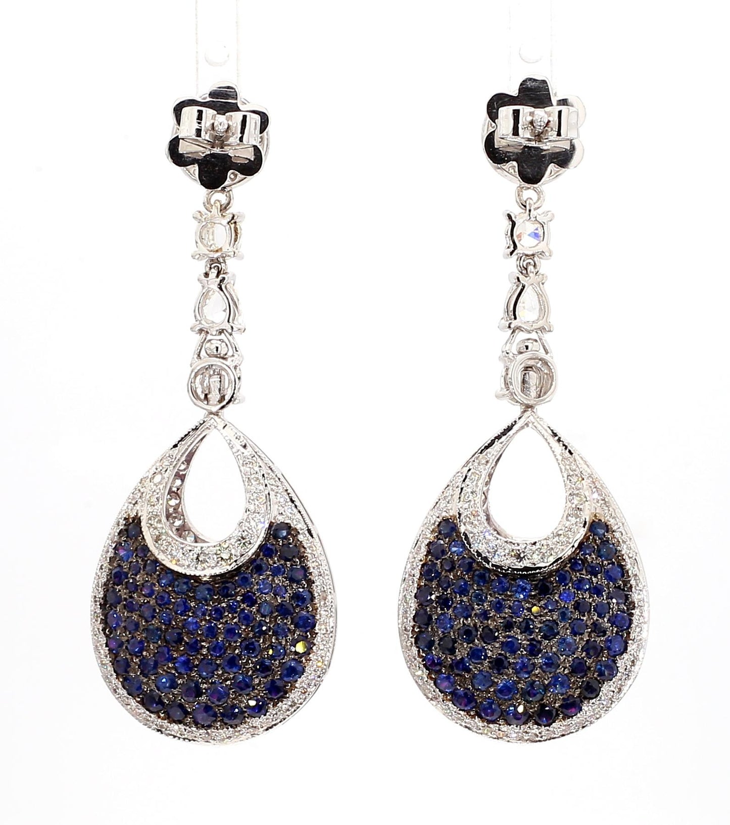 16 Carat Natural Ruby, Sapphir and 4.42 Carat Diamond Two Sided 18K  Earrings