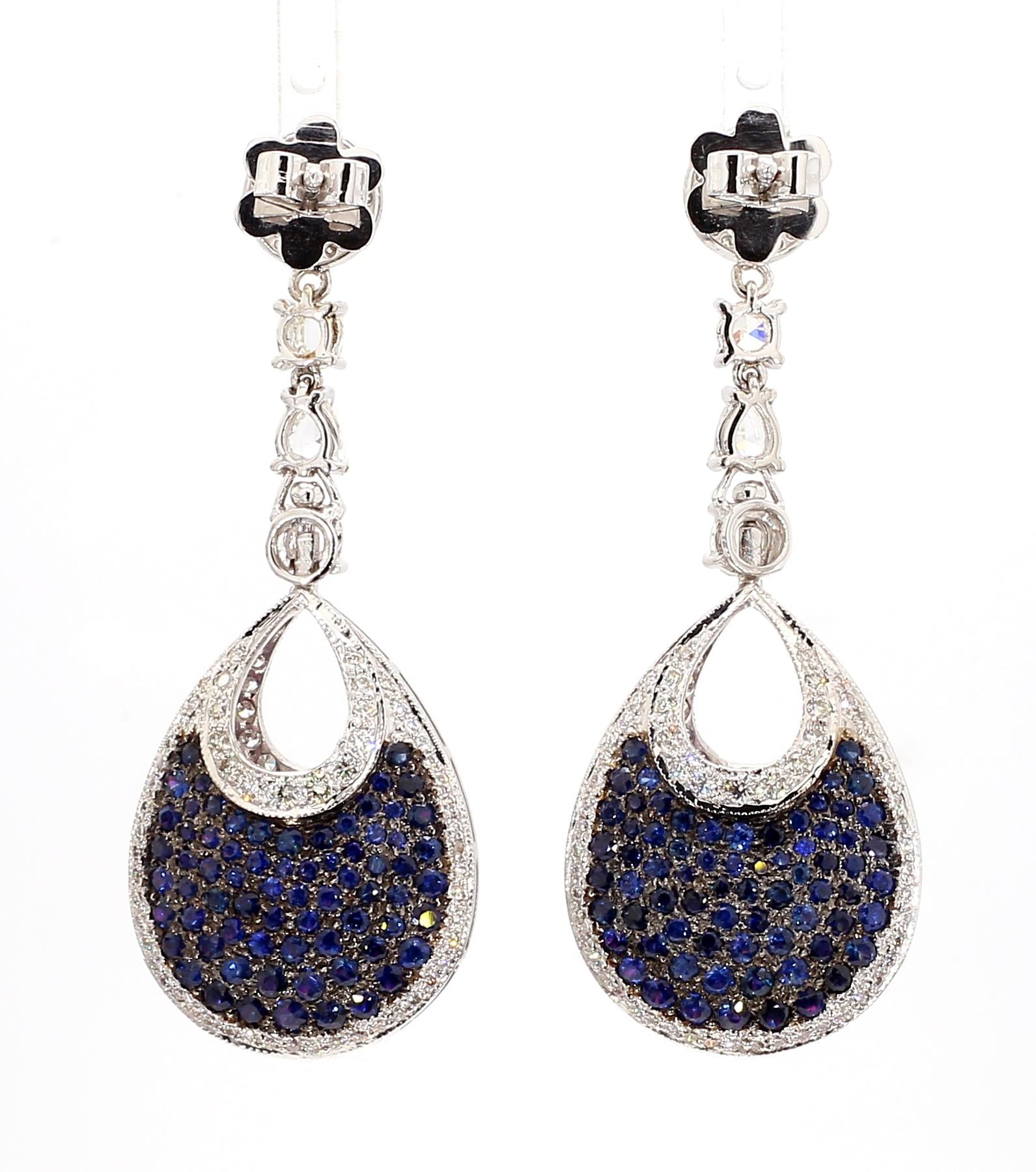 16 Carat Natural Ruby, Sapphir and 4.42 Carat Diamond Two Sided 18K  Earrings