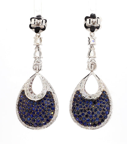 16 Carat Natural Ruby, Sapphir and 4.42 Carat Diamond Two Sided 18K  Earrings