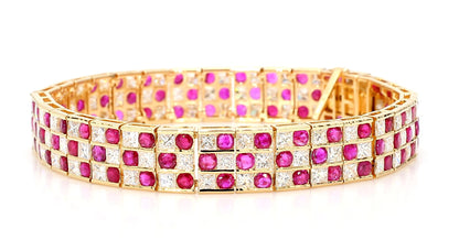 9.27 Natural Burmese Rubies and 9.11 Diamond Bracelet