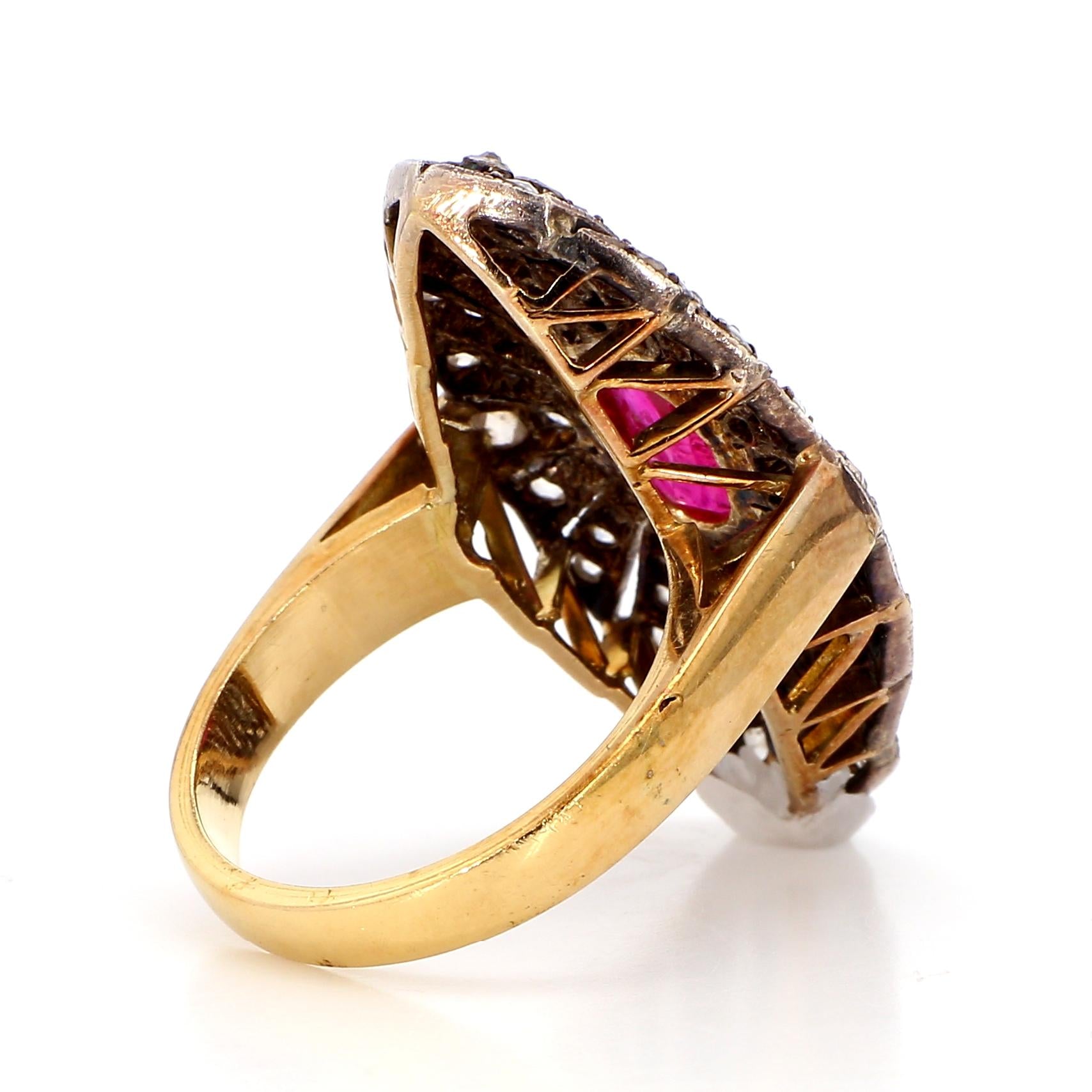 1.30 Carat Ruby and 2.10  Diamond Ring