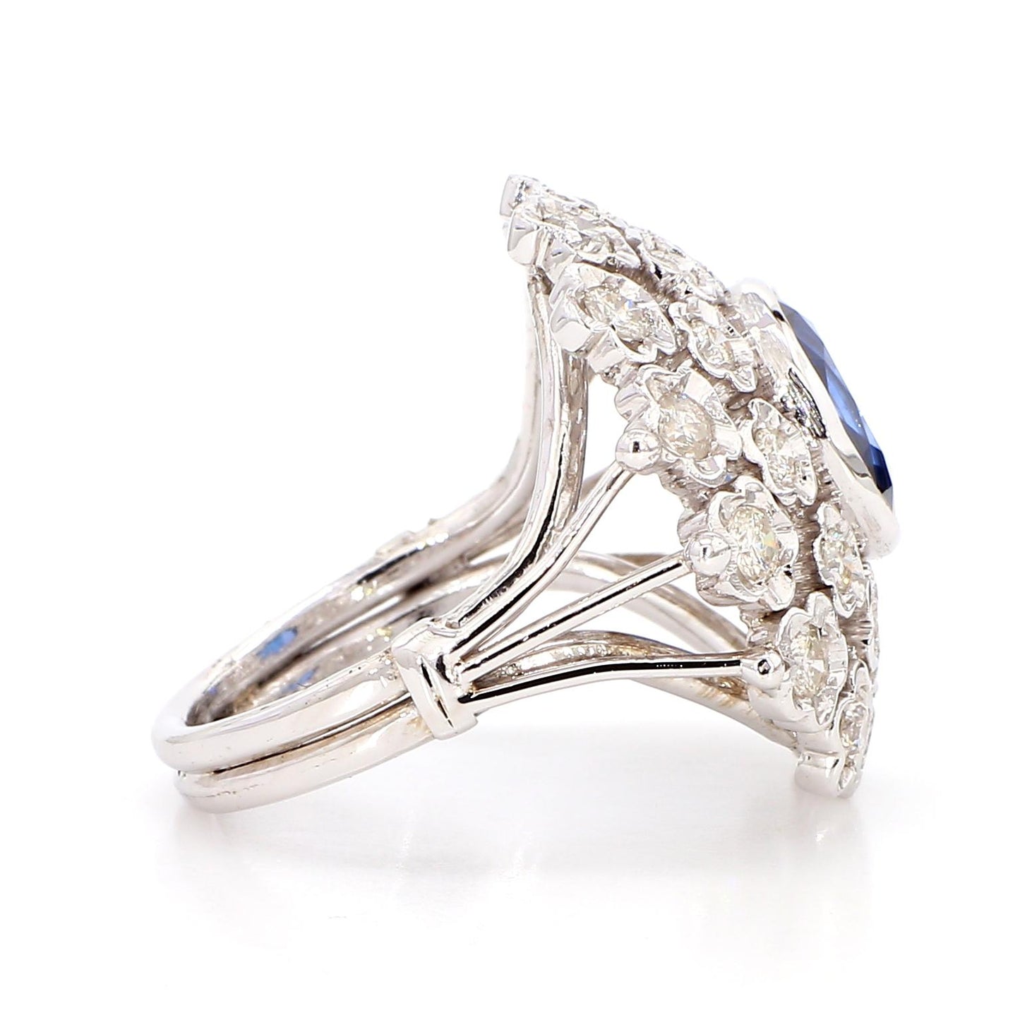 Blue Sapphire and Diamond Ring