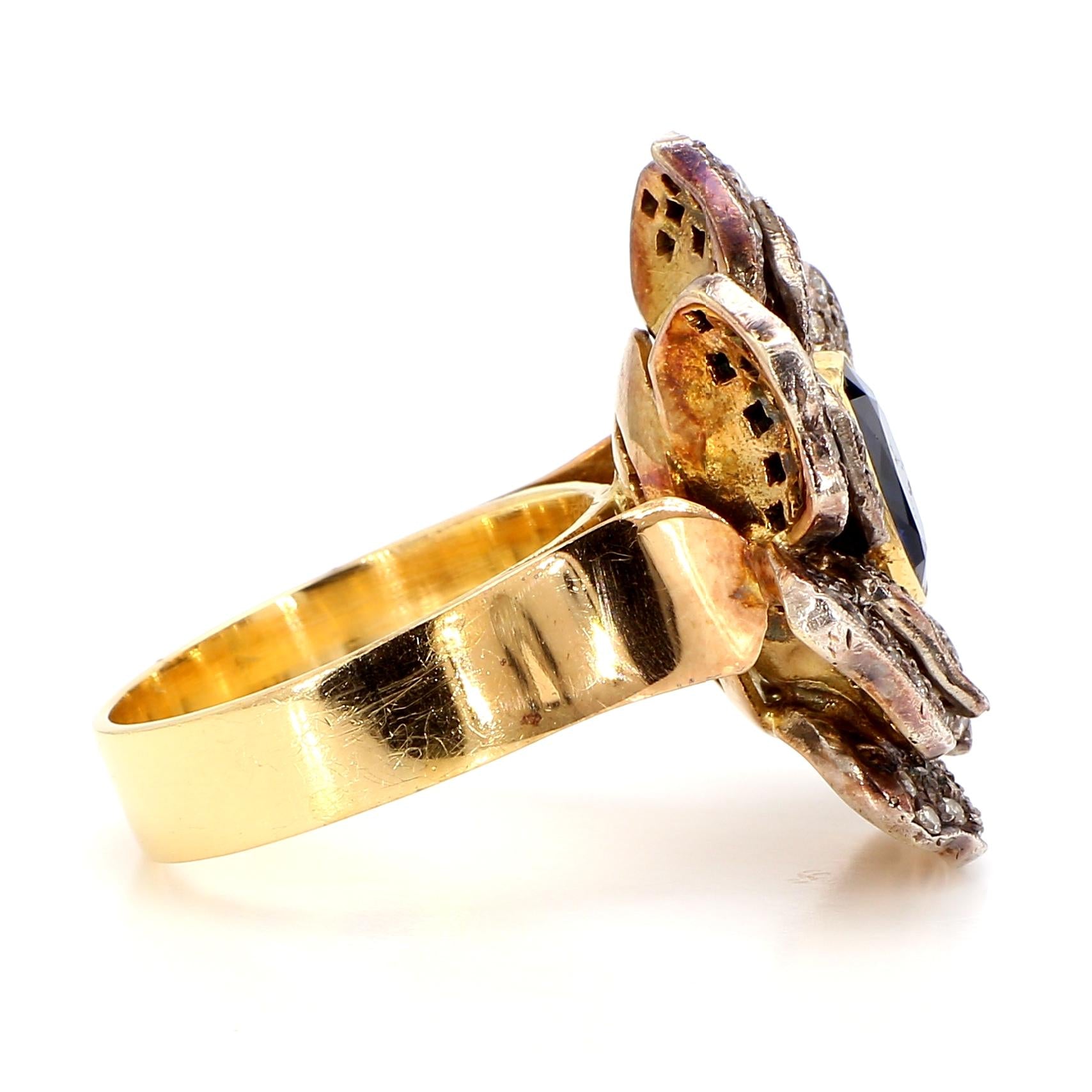 Antique Diamond Sapphire Ring