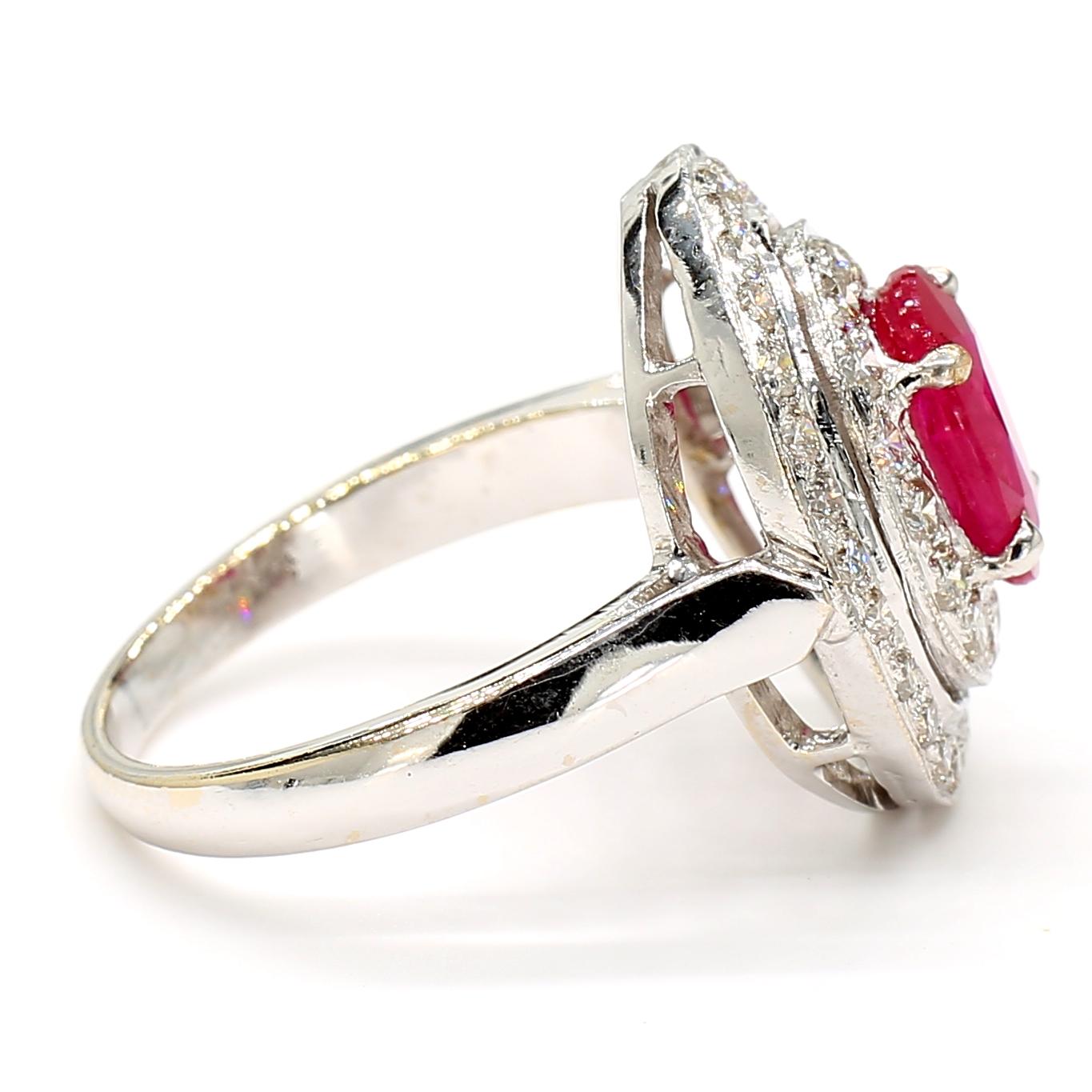Ruby and Diamond Halo Ring