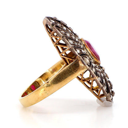 1.30 Carat Ruby and 2.10  Diamond Ring