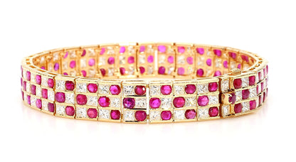 9.27 Natural Burmese Rubies and 9.11 Diamond Bracelet