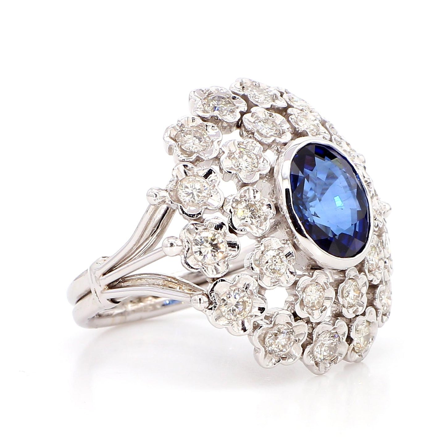 Blue Sapphire and Diamond Ring