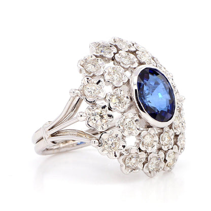 Blue Sapphire and Diamond Ring