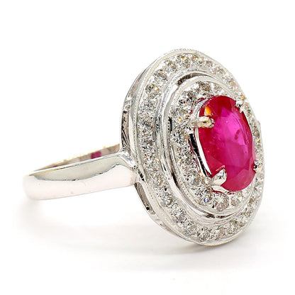 Ruby and Diamond Halo Ring