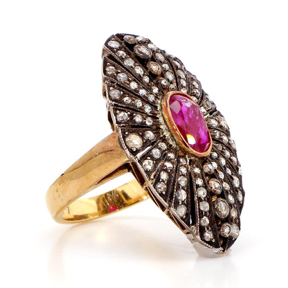 1.30 Carat Ruby and 2.10  Diamond Ring