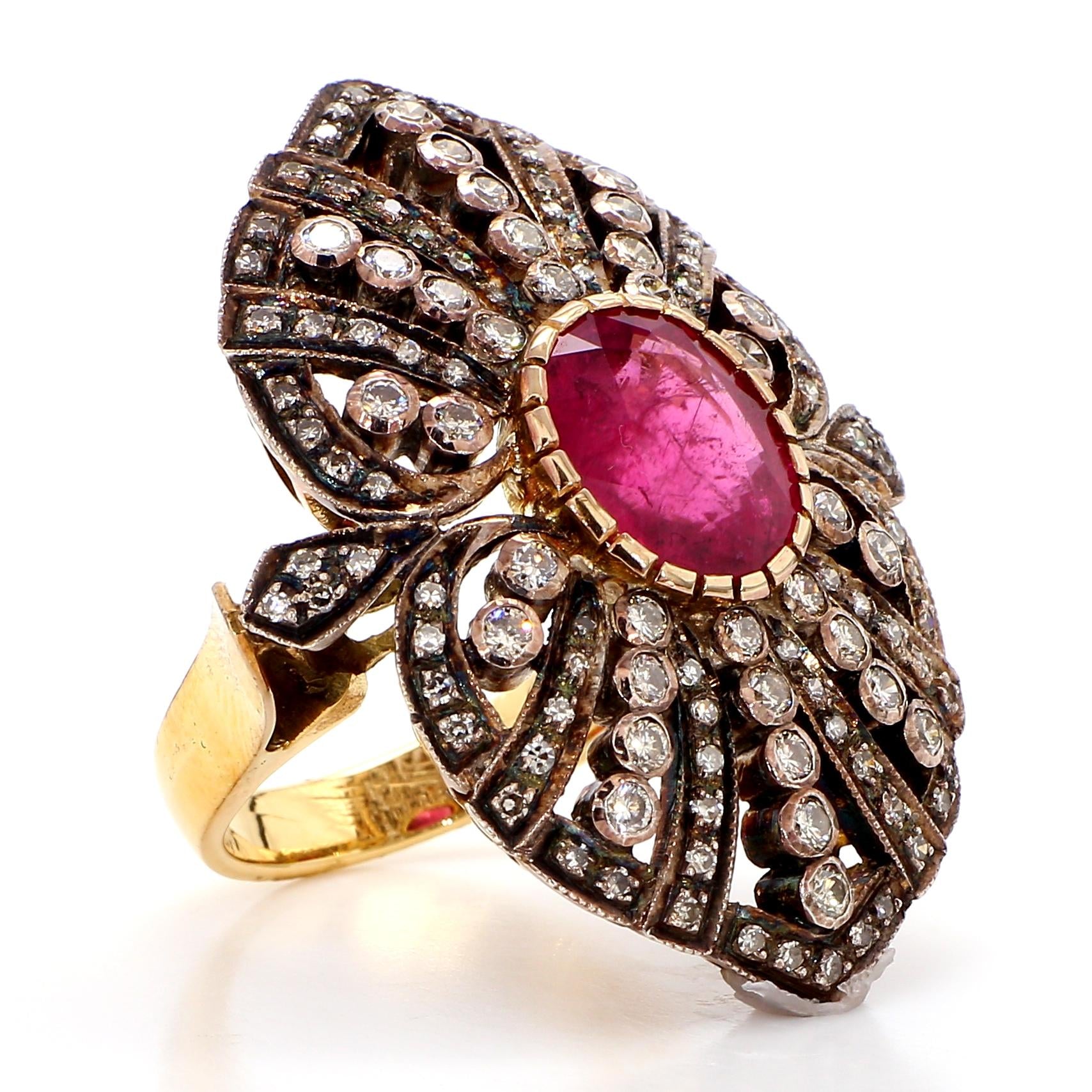 5.6 Carat Ruby and 1.90 Diamond Ring