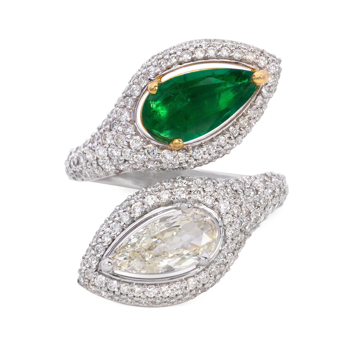 Twin Diamond and Emerald Ring image 0