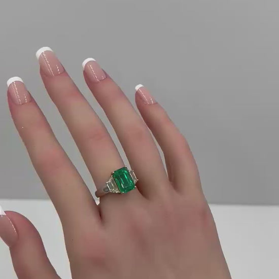 3.84 Carat Natural Columbian Minor Emerald and Diamond Ring