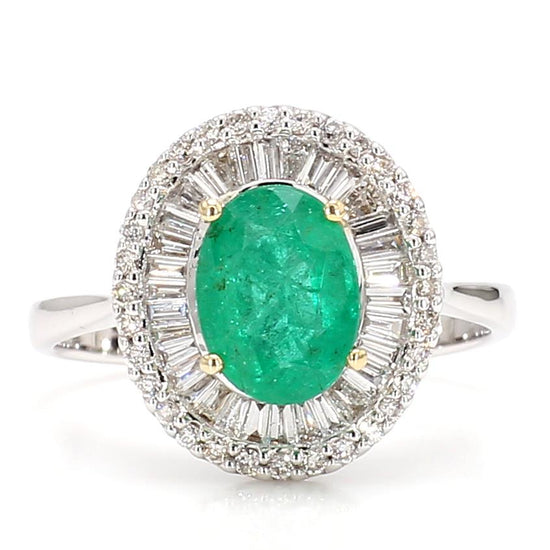 Emerald and Diamond 18K Gold Ring