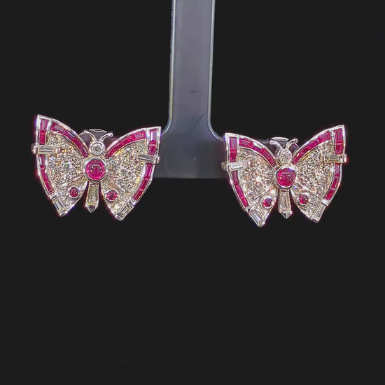 1.65 Carat Diamond Art Deco Butterfly Studs