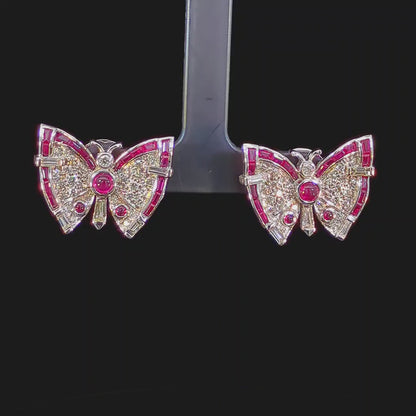 1.65 Carat Diamond Art Deco Butterfly Studs