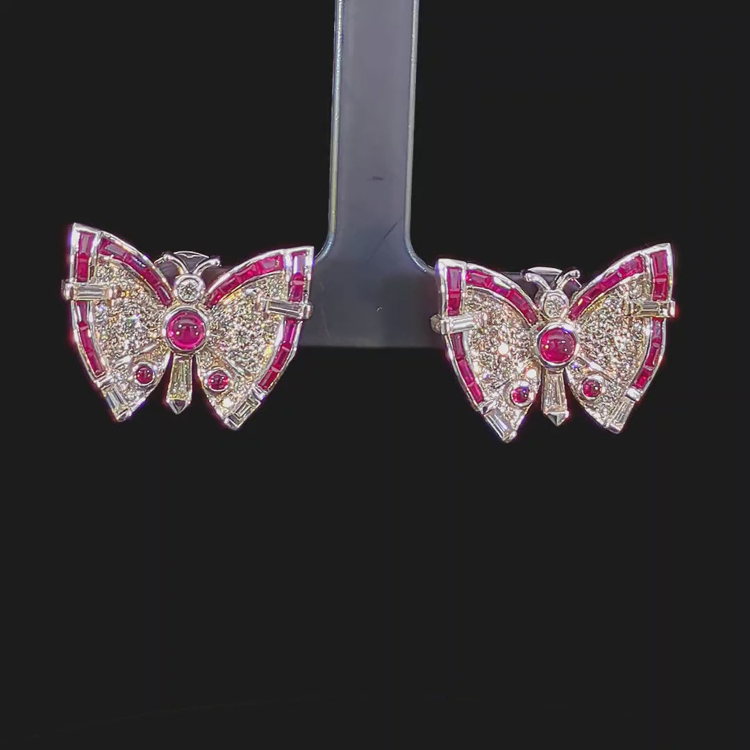 1.65 Carat Diamond Art Deco Butterfly Studs