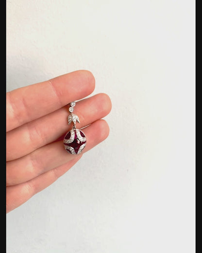 Diamond and Natural Ruby Art Deco Drop Earrings
