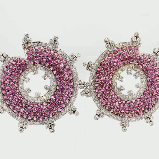 8.19 Carat Pink Sapphire and 4.16 Carat Diamond Stud Earrings in 18K Gold