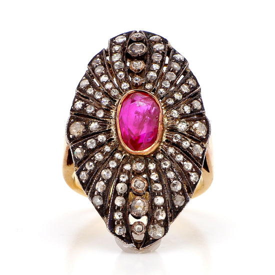 1.30 Carat Ruby and 2.10  Diamond Ring
