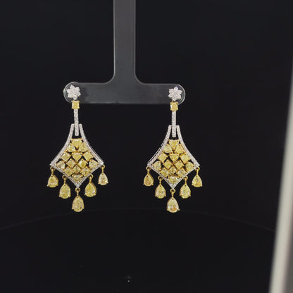 Avize Earrings - 6.81 Carat Yellow Diamond 18K White Gold