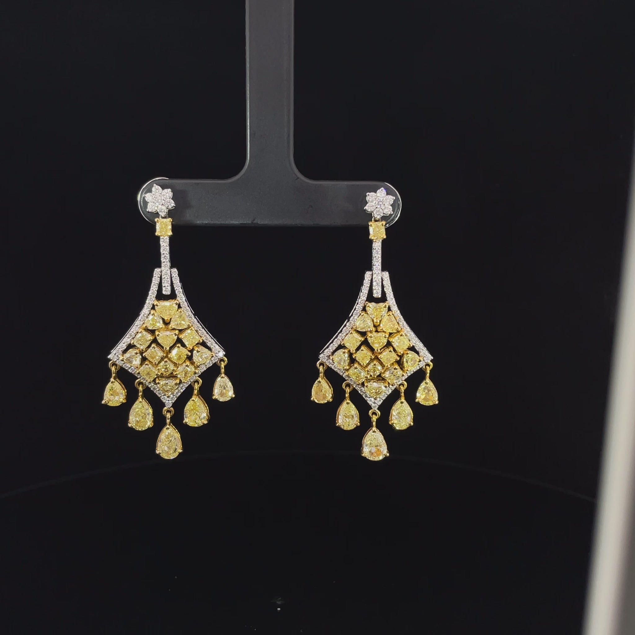 Avize Earrings - 6.81 Carat Yellow Diamond 18K White Gold