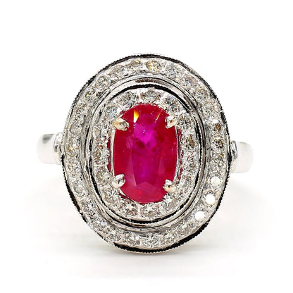 Ruby and Diamond Halo Ring